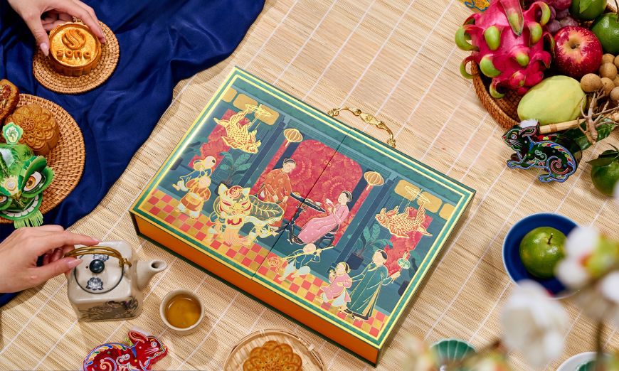 Hộp bánh Trung thu được thiết kế tinh tế