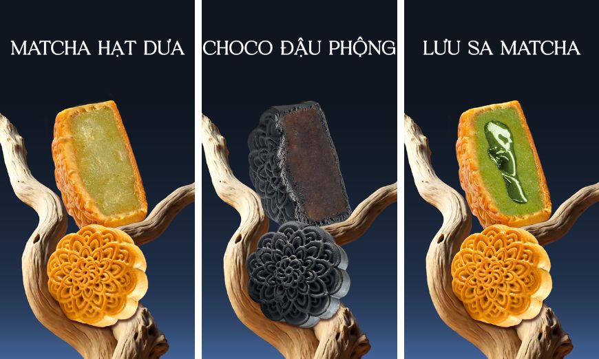 Bánh Trung thu nhân matcha và choco hương vị hiện đại dễ phù hợp nhiều khẩu vị mọi người
