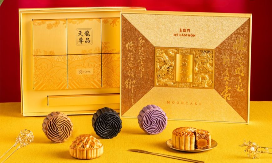 Hộp bánh Trung thu Hỷ Lâm Môn với thiết kế hộp quà chỉn chu sang trọng