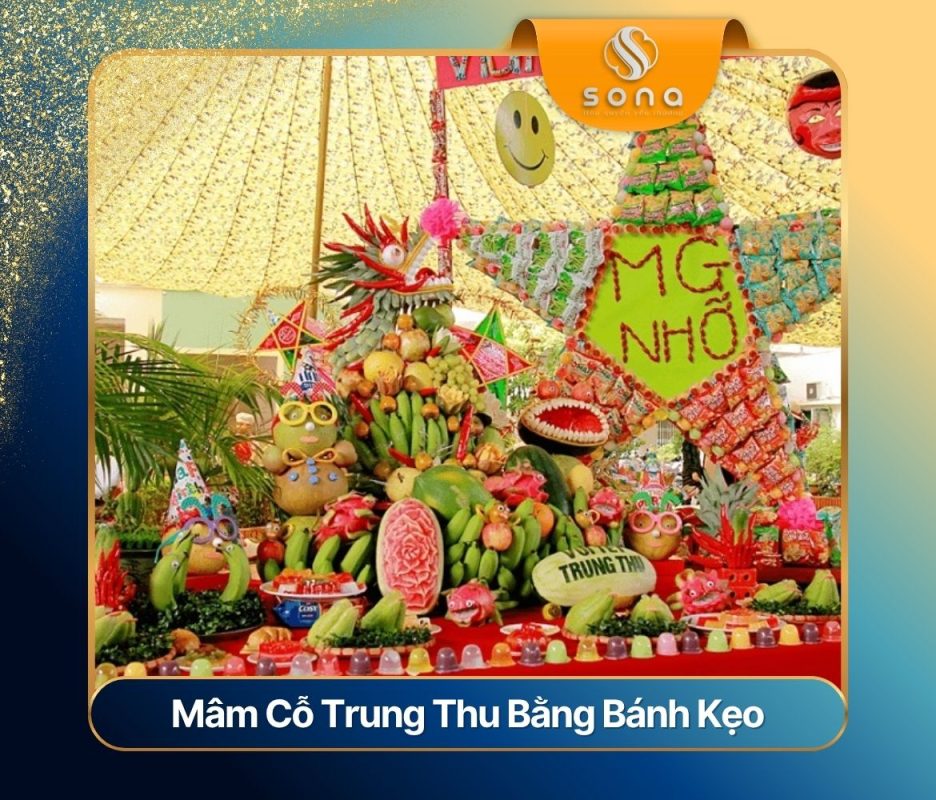 Cách bày mâm cỗ Trung Thu bằng bánh kẹo đẹp mắt, đơn giản